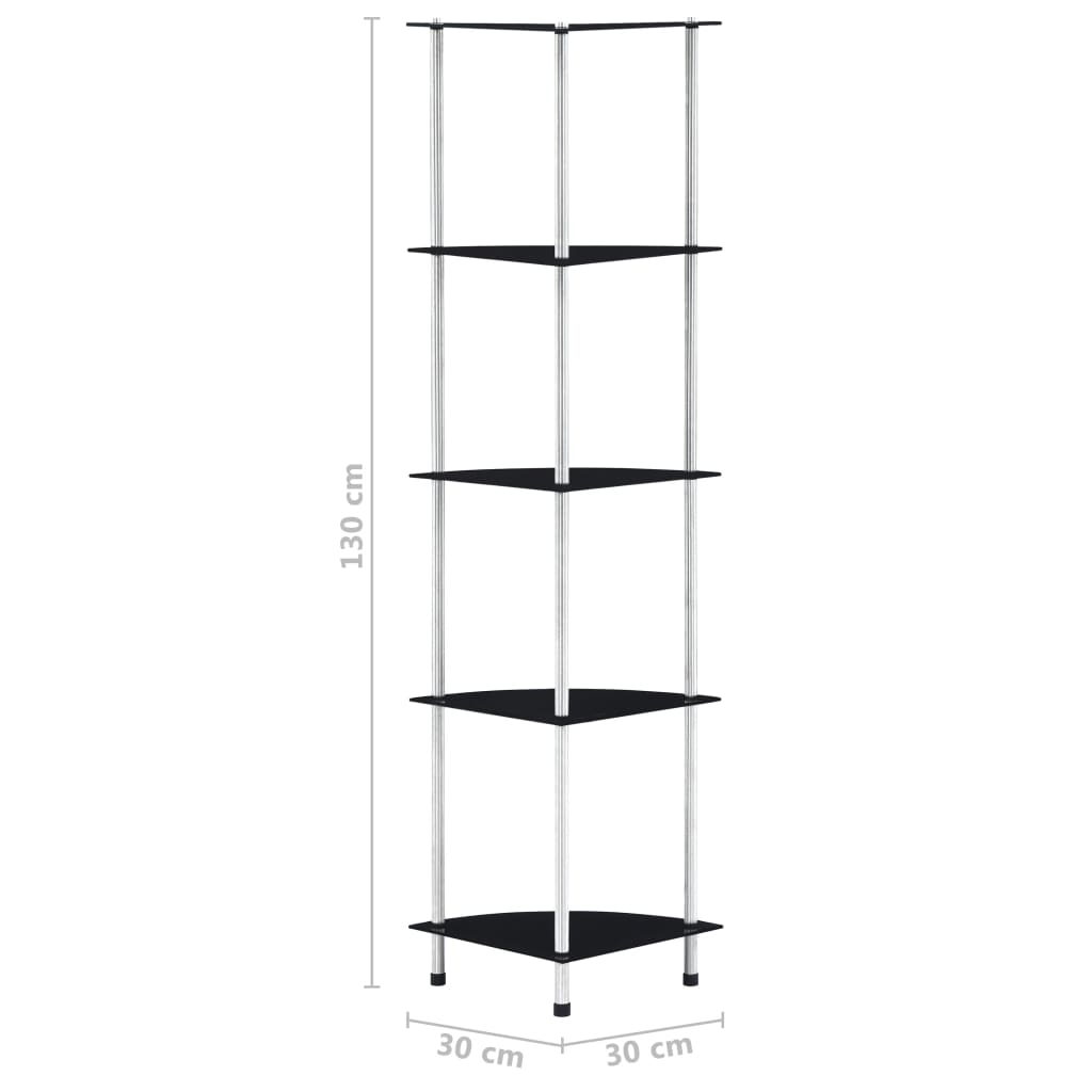 vidaXL Shelf | Black | Tempered glass | 30x30x130 cm | Shelf | Square | Modern