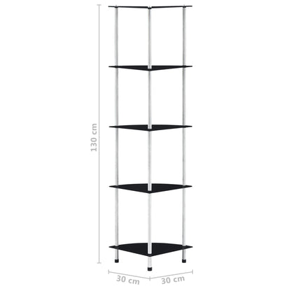 vidaXL Shelf | Black | Tempered glass | 30x30x130 cm | Shelf | Square | Modern
