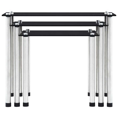 vidaXL Nesting Tables 3 pcs Black Tempered Glass