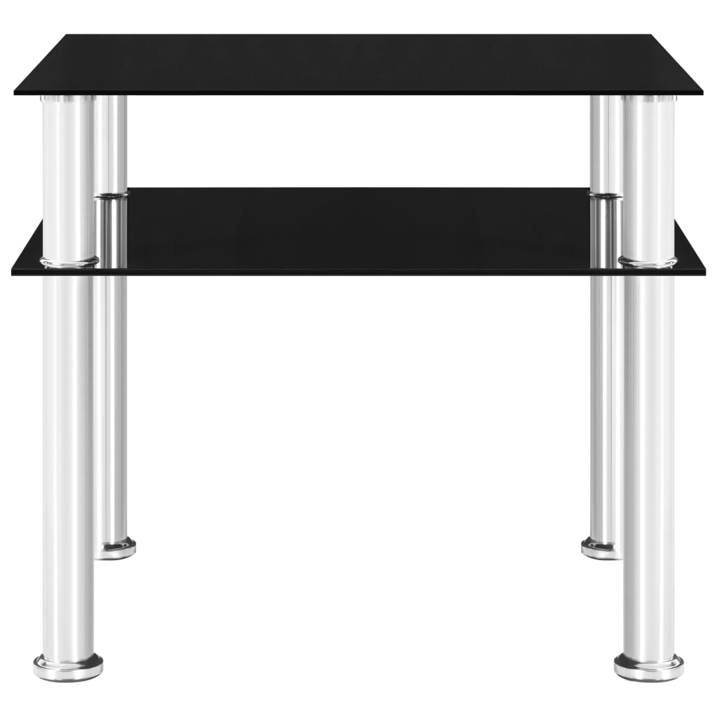 vidaXL Side Table Black 45x50x45 cm Tempered Glass