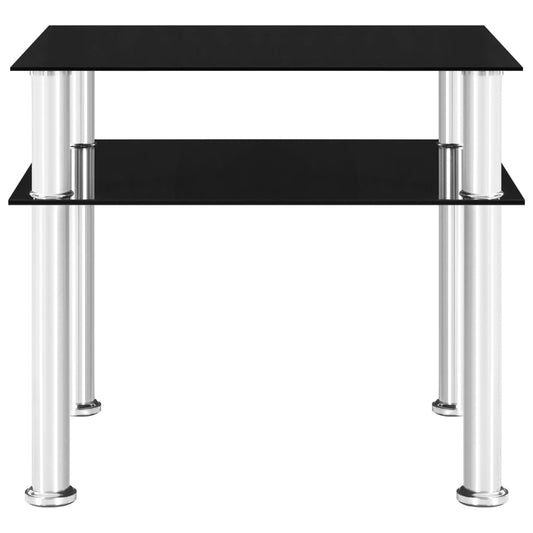 vidaXL Side Table Black 45x50x45 cm Tempered Glass