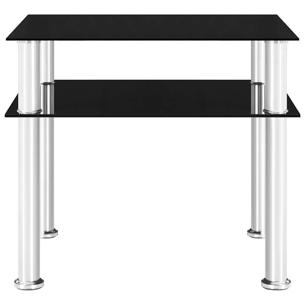 249530 vidaXL Side Table Black 45x50x45 cm Tempered Glass