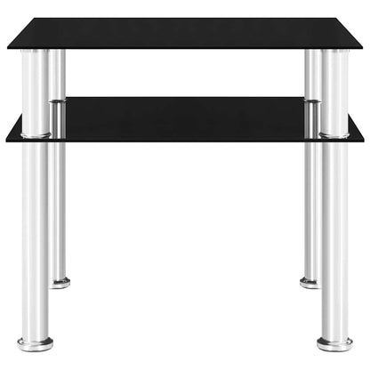 249530 vidaXL Side Table Black 45x50x45 cm Tempered Glass
