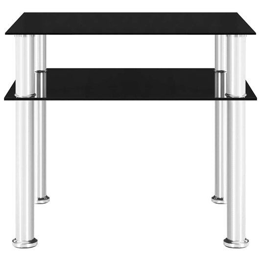 249530 vidaXL Side Table Black 45x50x45 cm Tempered Glass