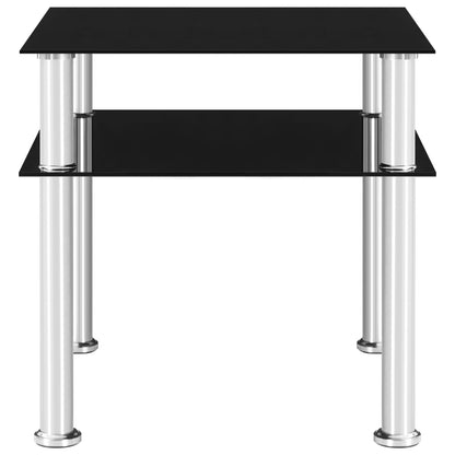 vidaXL Side Table Black 45x50x45 cm Tempered Glass