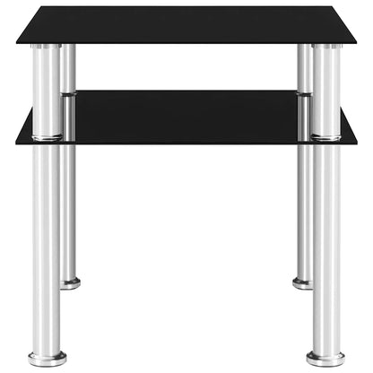 249530 vidaXL Side Table Black 45x50x45 cm Tempered Glass