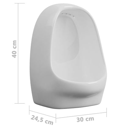 vidaXL Wall Hung Urinal with Flush Valve Ceramic White