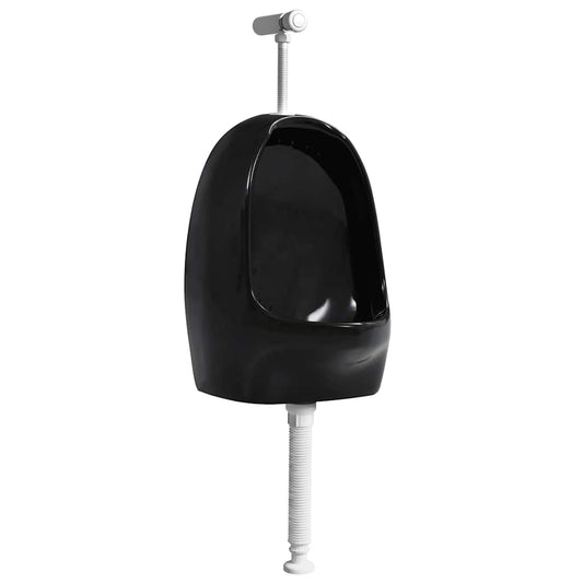 143988 vidaXL Wall Hung Urinal with Flush Valve Ceramic Black