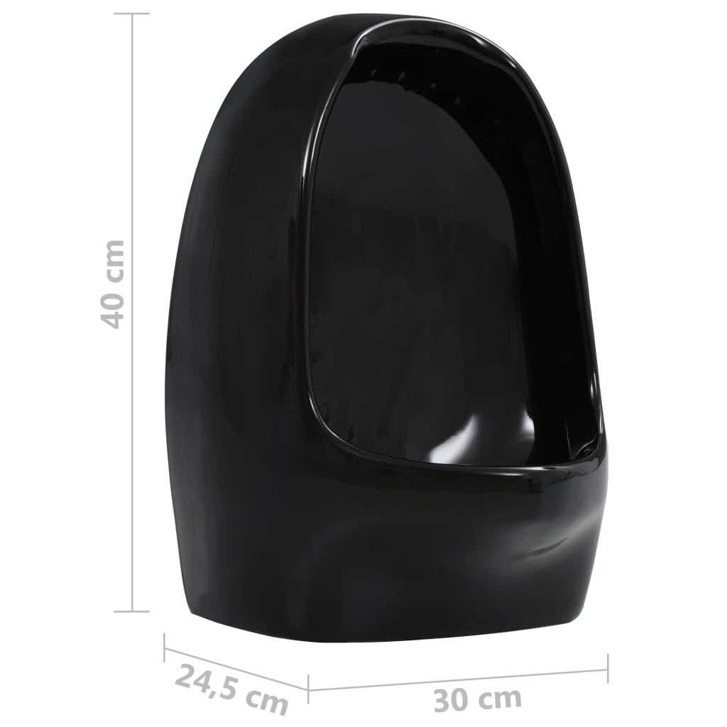 vidaXL Wall Hung Urinal with Flush Valve Ceramic Black