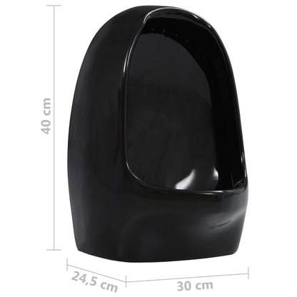 vidaXL Wall Hung Urinal with Flush Valve Ceramic Black