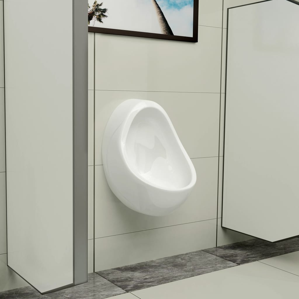 vidaXL Wall Hung Urinal with Flush Valve Ceramic White