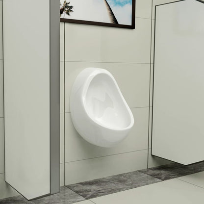 vidaXL Wall Hung Urinal with Flush Valve Ceramic White