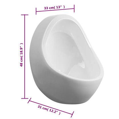 vidaXL Wall Hung Urinal with Flush Valve Ceramic White