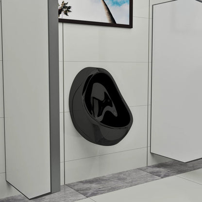 vidaXL Wall Hung Urinal with Flush Valve Ceramic Black