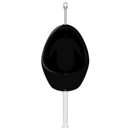 vidaXL Wall Hung Urinal with Flush Valve Ceramic Black