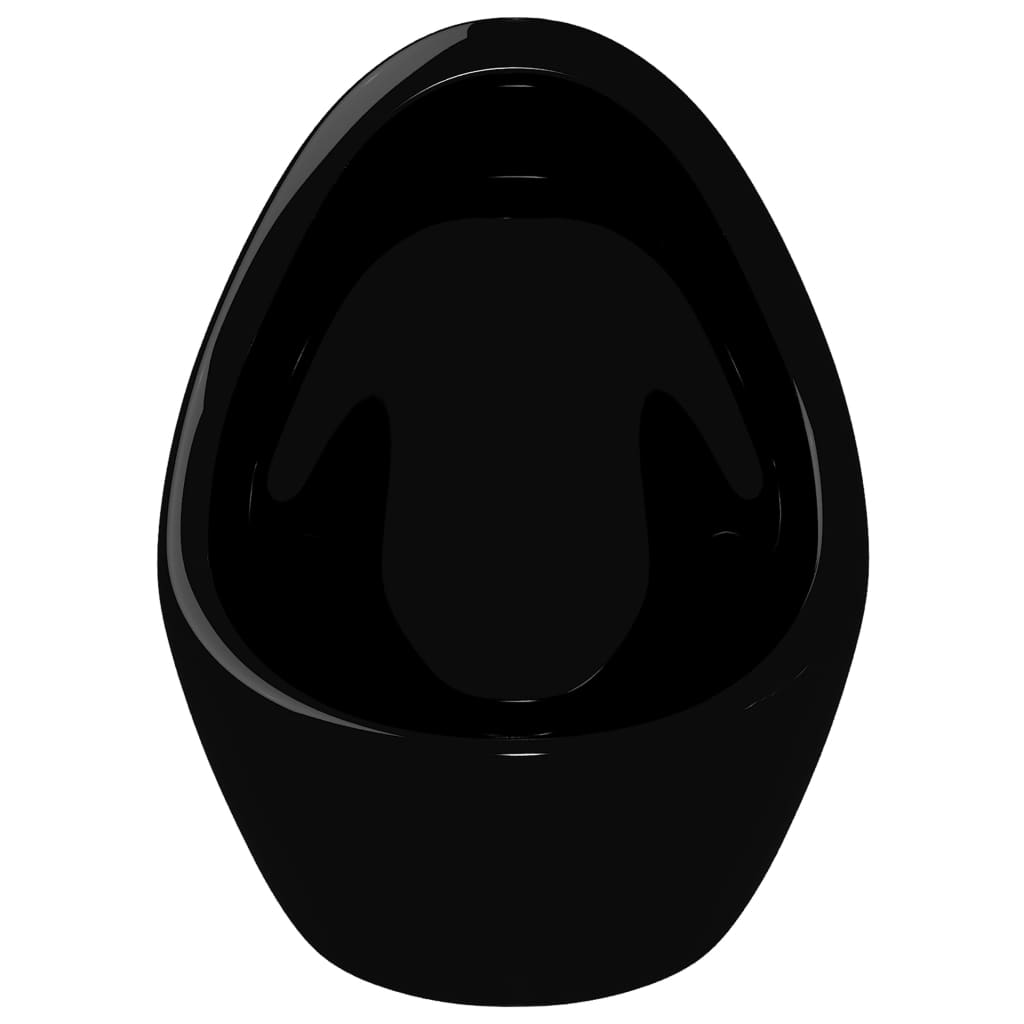 vidaXL Wall Hung Urinal with Flush Valve Ceramic Black