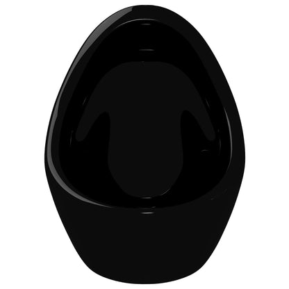 vidaXL Wall Hung Urinal with Flush Valve Ceramic Black