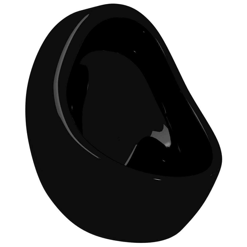 vidaXL Wall Hung Urinal with Flush Valve Ceramic Black
