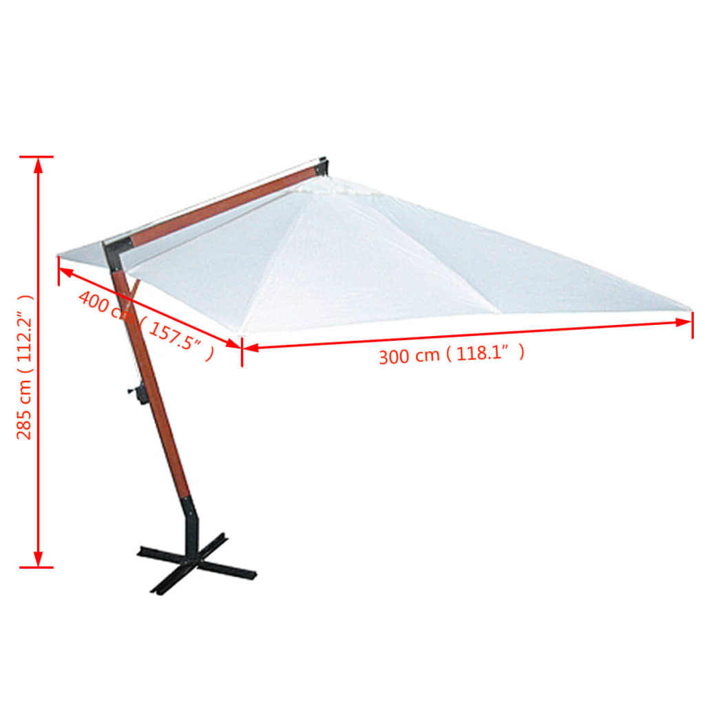 vidaXL Garden Parasol 300 x 400 cm White