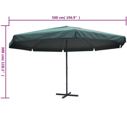 vidaXL Garden Parasol | Green | Aluminium, Polyester | Large | Height-Adjustable