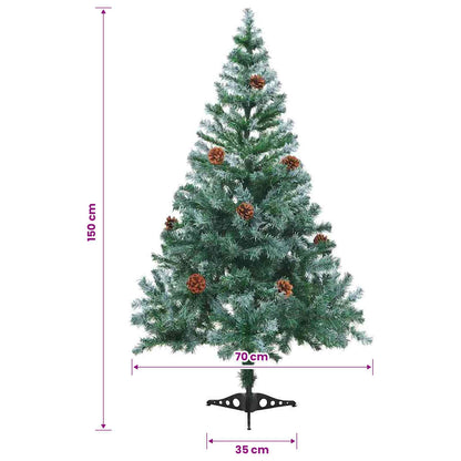 60177 vidaXL Frosted Christmas Tree with Pinecones 150 cm