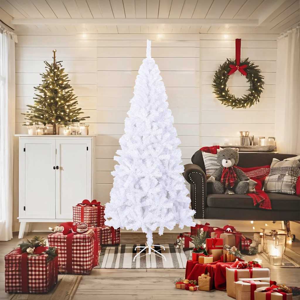 vidaXL Christmas Tree | White | PVC, Plastic | Tall | Artificial Christmas Tree