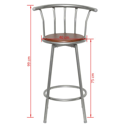 vidaXL Bar Stools 2 pcs Brown Steel