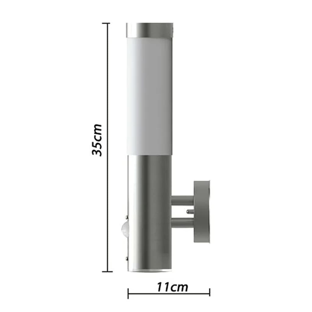 vidaXL Outdoor Wall Lamps 2 pcs with Motion Detector Stainless Steel