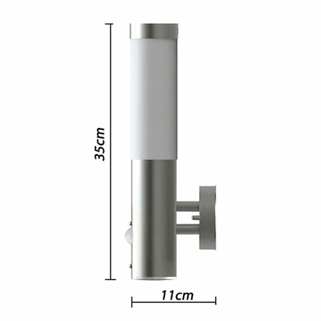 vidaXL Outdoor Wall Lamps 2 pcs with Motion Detector Stainless Steel