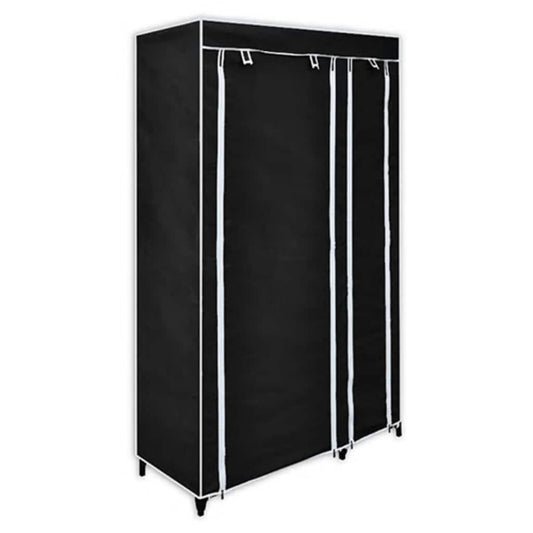 vidaXL Folding Wardrobe | Black | Fleece fabric cover and steel tube frame