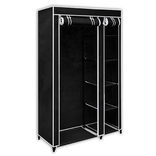 vidaXL Folding Wardrobe | Black | Fleece fabric cover and steel tube frame