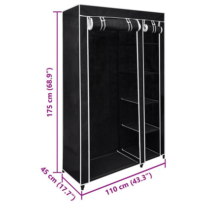vidaXL Folding Wardrobe Black 110 x 45 x 175 cm