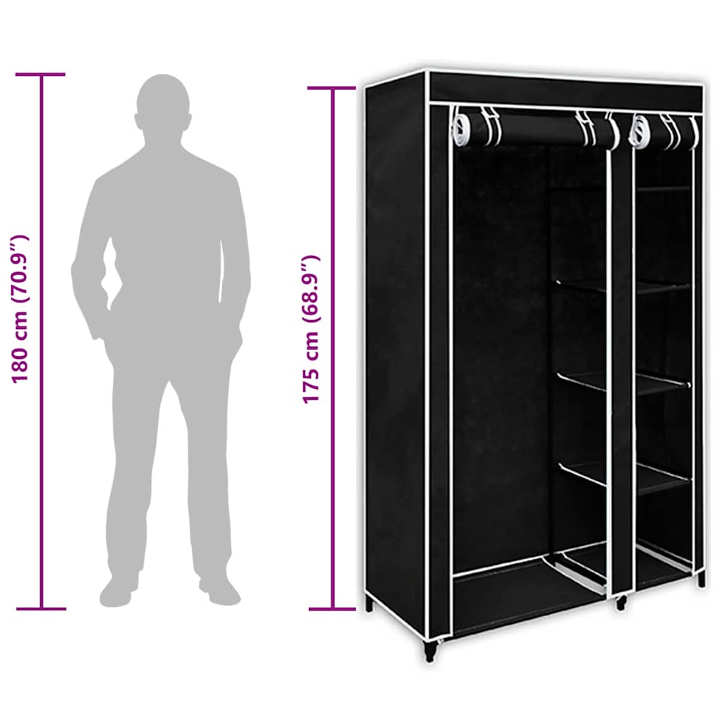 vidaXL Folding Wardrobe Black 110 x 45 x 175 cm