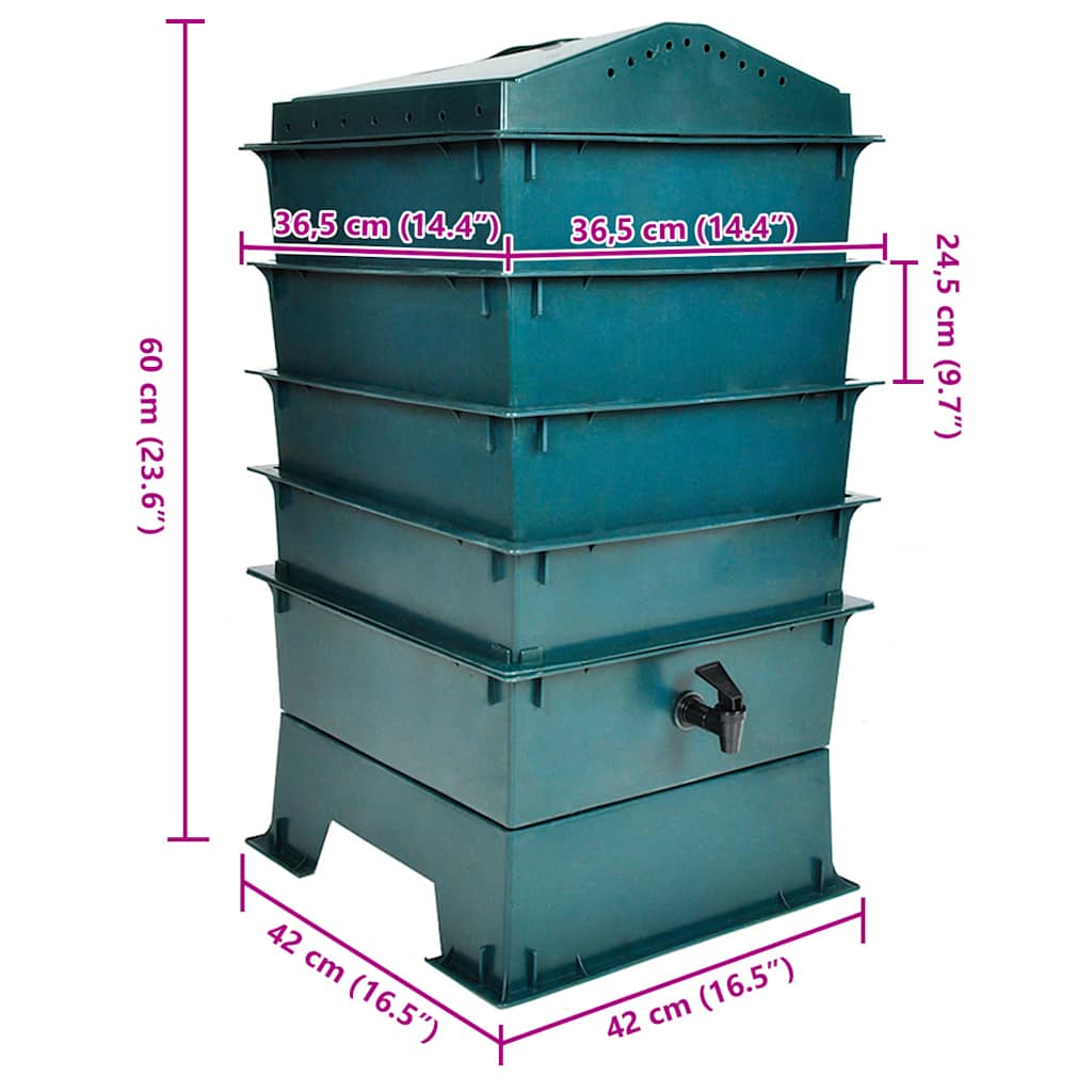 vidaXL 4-Tray Worm Factory 42x42x60 cm