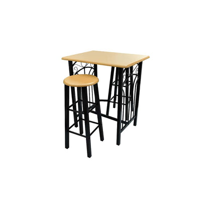 240095 Breakfast/Dinner Table Dining Set Tan Wood with Black Steel