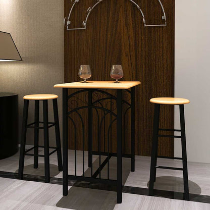 240095 Breakfast/Dinner Table Dining Set Tan Wood with Black Steel