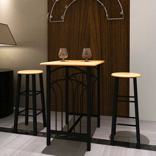 240095 Breakfast/Dinner Table Dining Set Tan Wood with Black Steel