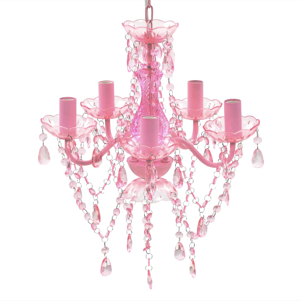 240310 vidaXL Crystal Light 5 Bulbs Pink