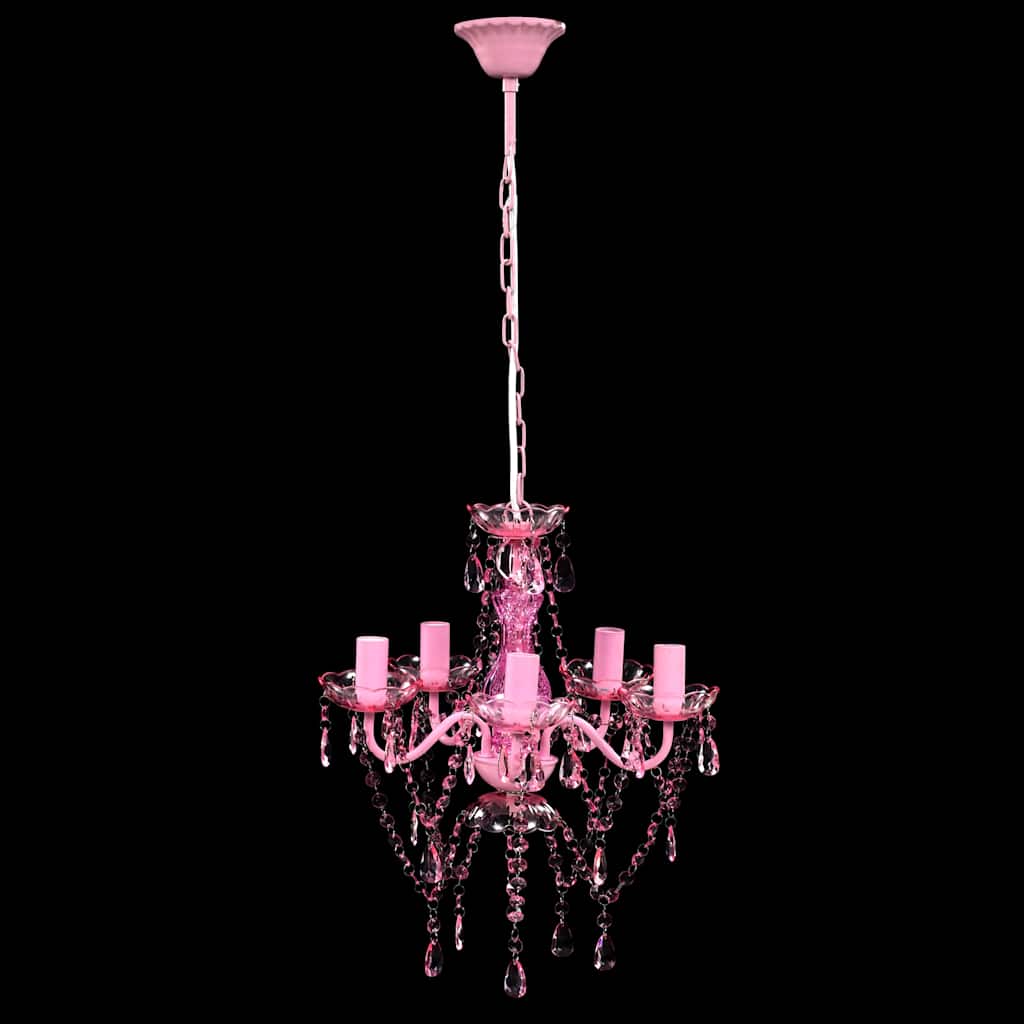 vidaXL Crystal Light 5 Bulbs Pink
