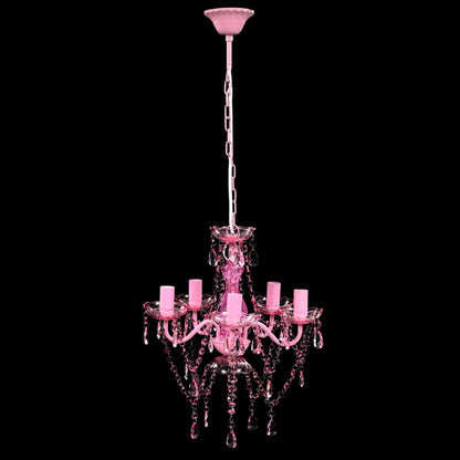 vidaXL Crystal Light 5 Bulbs Pink