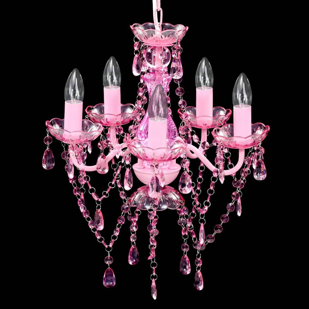 vidaXL Crystal Light 5 Bulbs Pink
