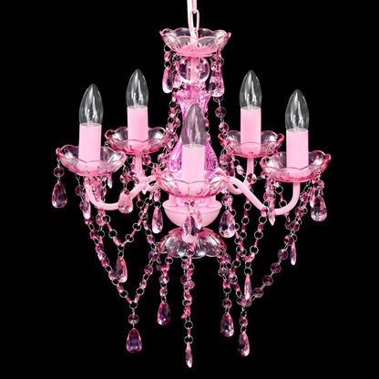 240310 vidaXL Crystal Light 5 Bulbs Pink