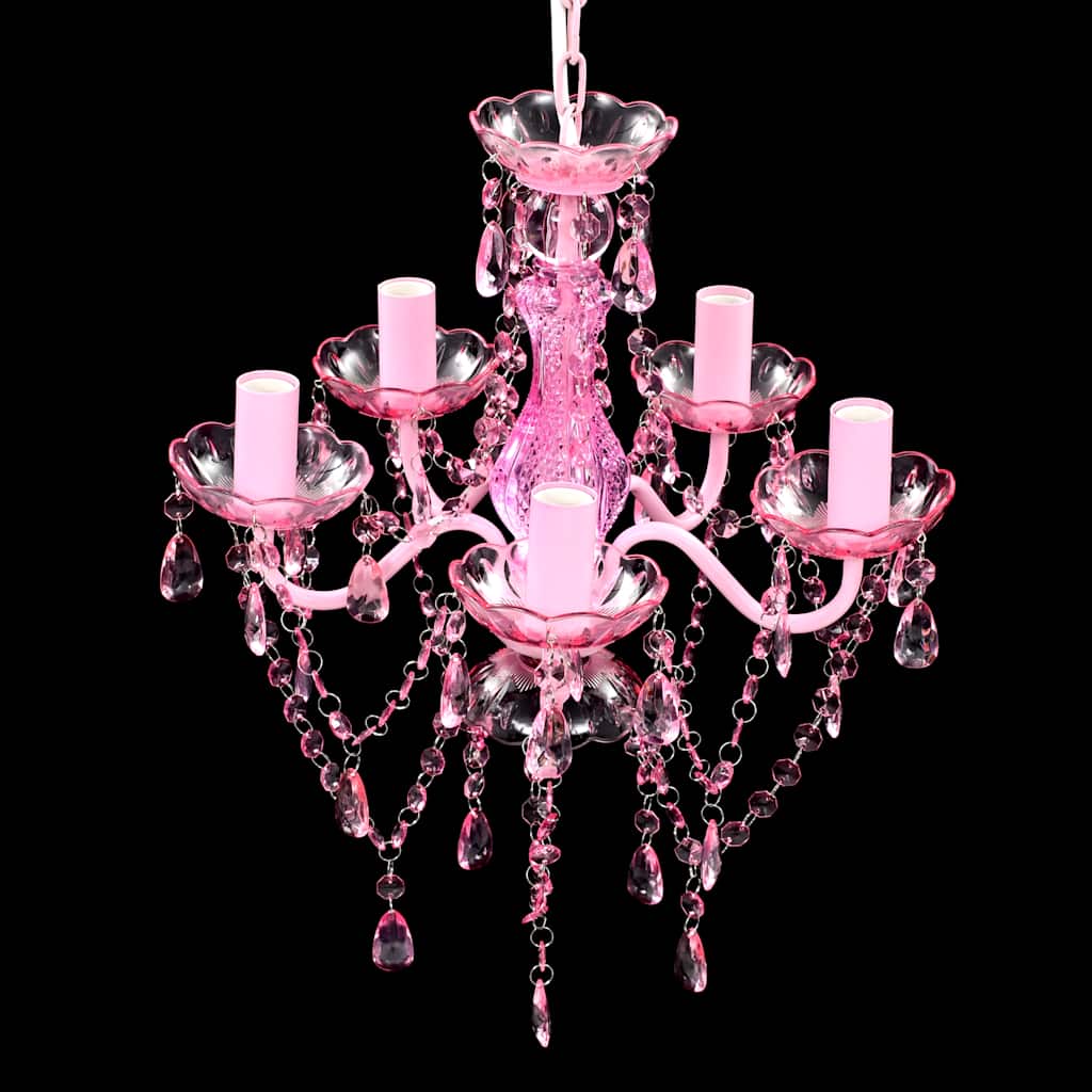 240310 vidaXL Crystal Light 5 Bulbs Pink