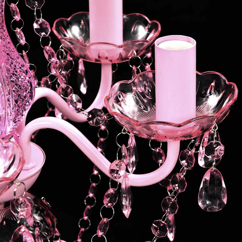 240310 vidaXL Crystal Light 5 Bulbs Pink