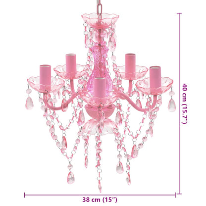 vidaXL Crystal Light 5 Bulbs Pink