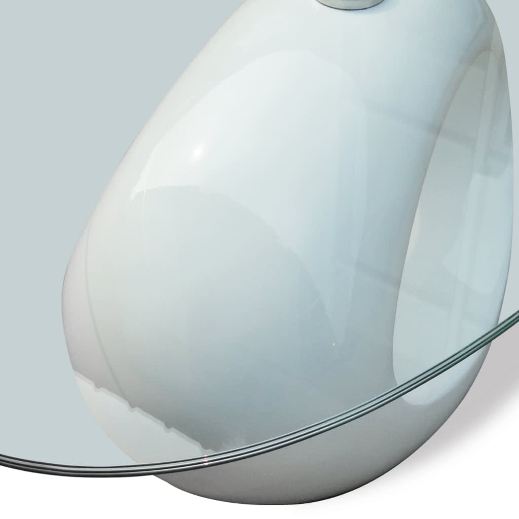 vidaXL Coffee Table with Oval Glass Top High Gloss White
