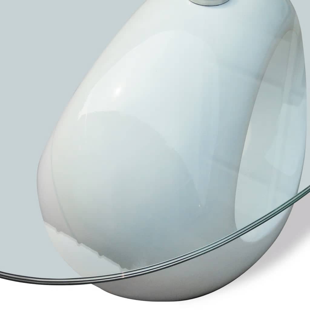 vidaXL Coffee Table with Oval Glass Top High Gloss White