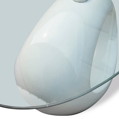 vidaXL Coffee Table with Oval Glass Top High Gloss White