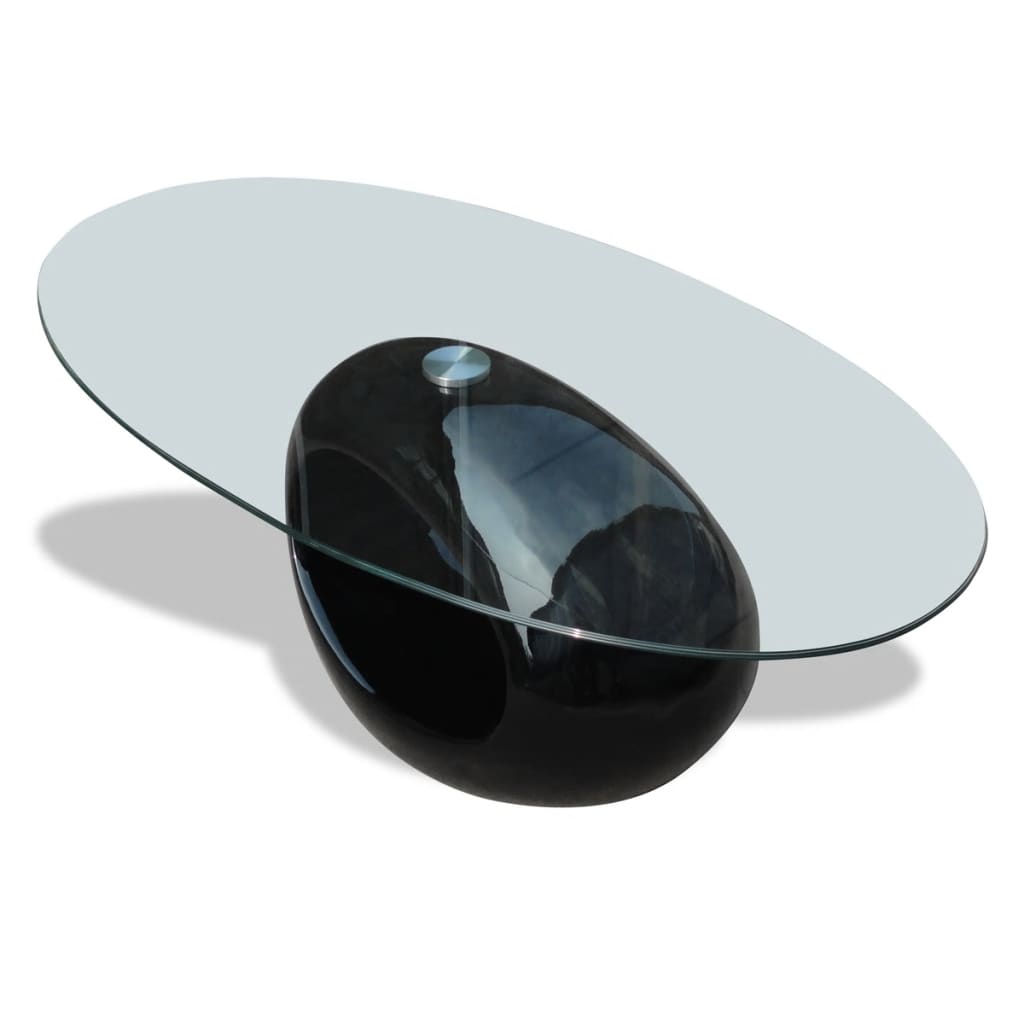 vidaXL Coffee Table | High Gloss Black | Tempered glass, Fiberglass | Medium