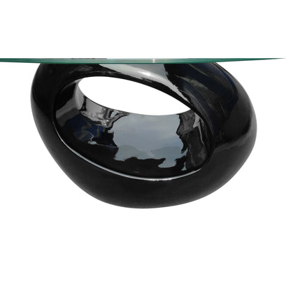 vidaXL Coffee Table | High Gloss Black | Tempered glass, Fiberglass | Medium